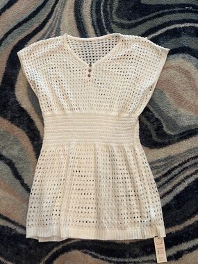 Cupshe White Crochet Knit Swim Coverup